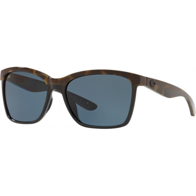 Costa Anaa Shiny Olive Tort On Black Frame Grey Lens Sunglasses
