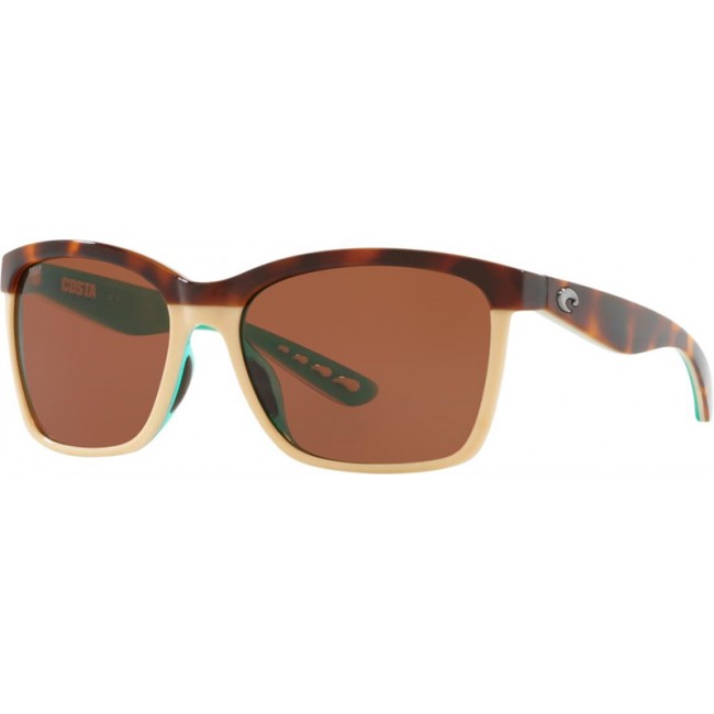 Costa Anaa Shiny Retro Tort/Cream/Mint Frame Copper Lens Sunglasses