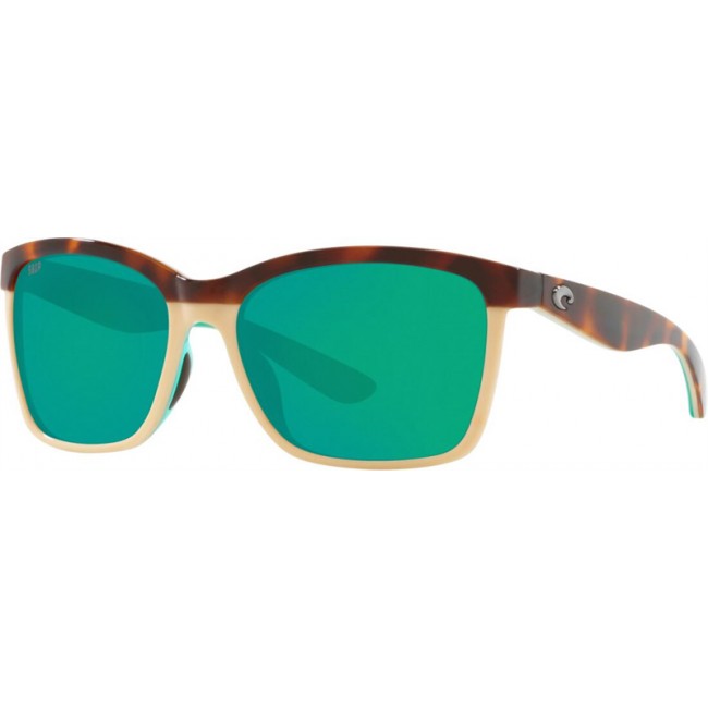 Costa Anaa Shiny Retro Tort/Cream/Mint Frame Green Lens Sunglasses