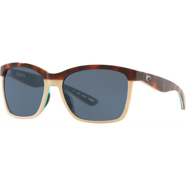Costa Anaa Shiny Retro Tort/Cream/Mint Frame Grey Lens Sunglasses