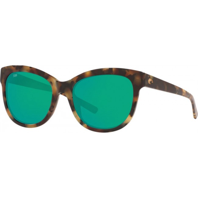 Costa Bimini Shiny Vintage Tortoise Frame Green Lens Sunglasses