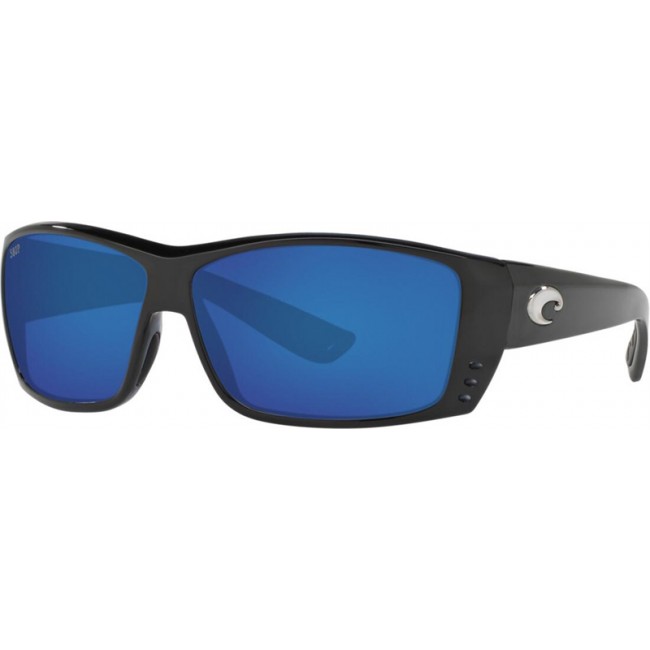 Costa Cat Cay Shiny Black Frame Blue Lens Sunglasses
