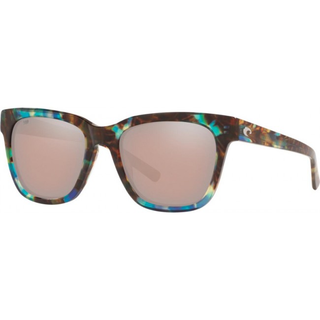 Costa Coquina Shiny Ocean Tortoise Frame Copper Silver Lens Sunglasses