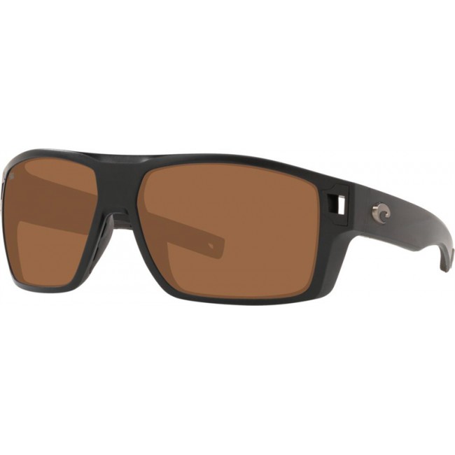 Costa Diego Matte Black Frame Copper Lens Sunglasses