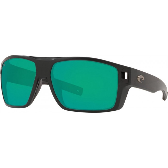 Costa Diego Matte Black Frame Green Lens Sunglasses
