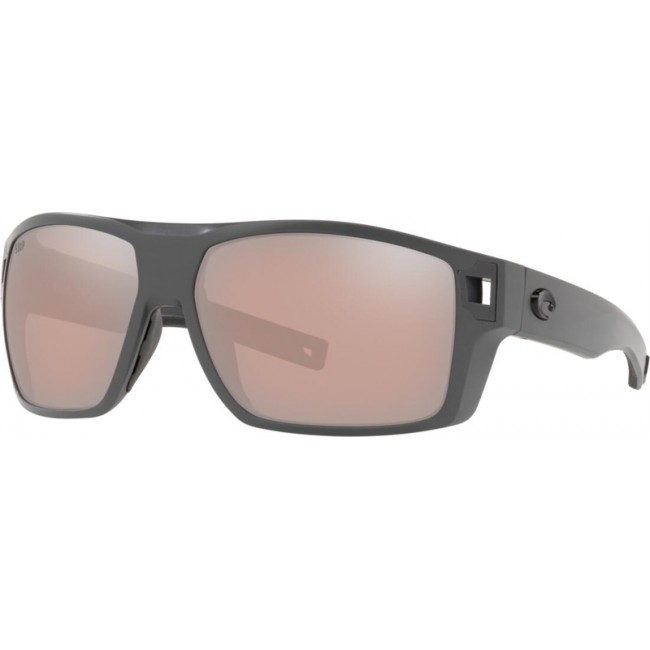Costa Diego Matte Gray Frame Copper Silver Lens Sunglasses