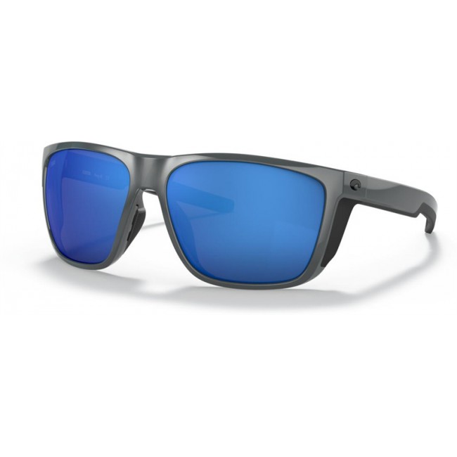 Costa Ferg XL Shiny Gray Frame Blue Lens Sunglasses
