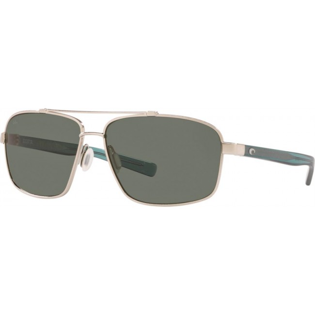 Costa Flagler Brushed Silver Frame Grey Lens Sunglasses