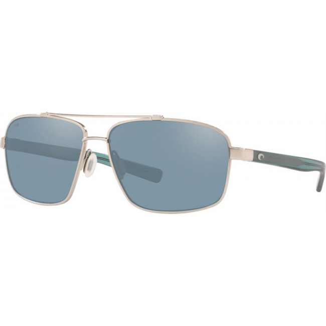 Costa Flagler Brushed Silver Frame Grey Silver Lens Sunglasses