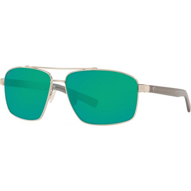 Costa Flagler Silver Frame Green Lens Sunglasses