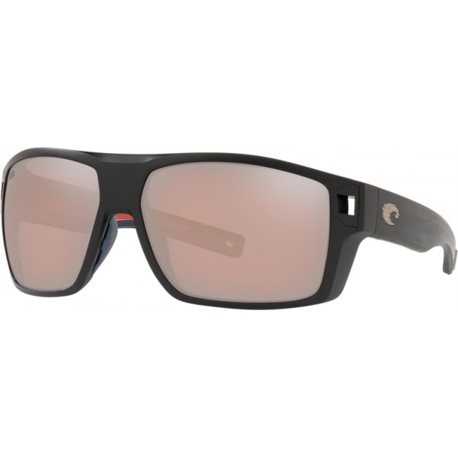 Costa Freedom Series Diego Matte Usa Black Frame Copper Silver Lens Sunglasses