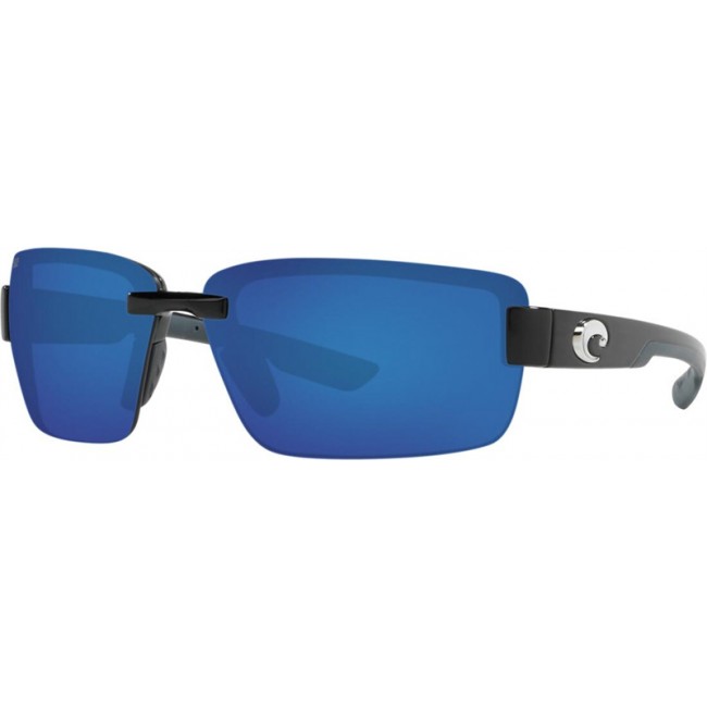 Costa Galveston Shiny Black Frame Blue Lens Sunglasses