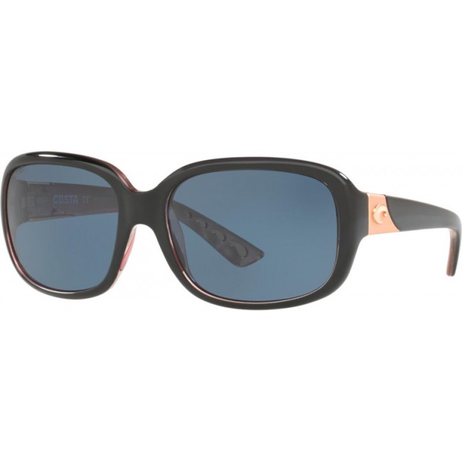 Costa Gannet Shiny Black/Hibiscus Frame Grey Lens Sunglasses