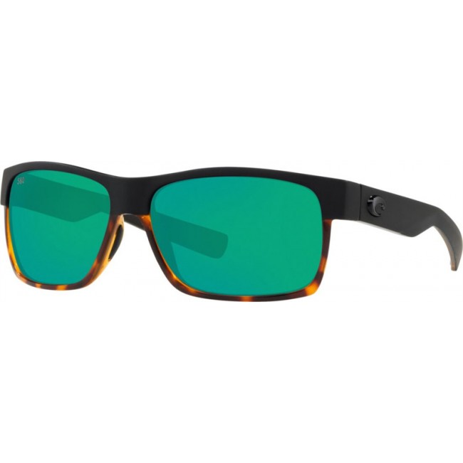Costa Half Moon Black/Shiny Tort Frame Green Lens Sunglasses
