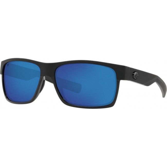 Costa Half Moon Shiny Black Frame Blue Lens Sunglasses