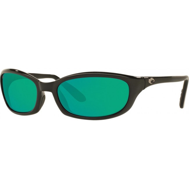 Costa Harpoon Shiny Black Frame Green Lens Sunglasses
