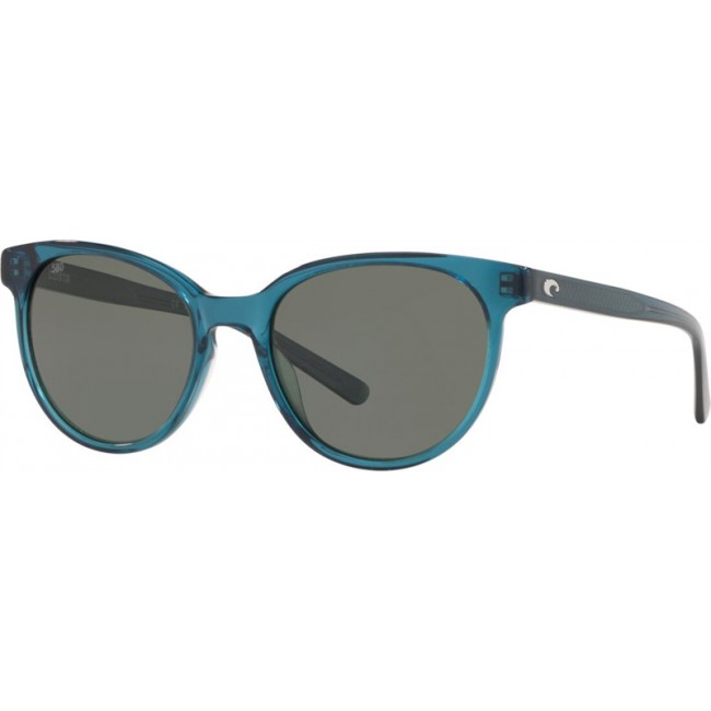 Costa Isla Shiny Deep Teal Crystal Frame Grey Lens Sunglasses
