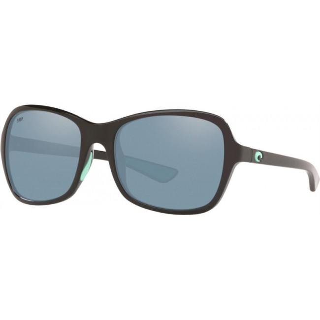 Costa Kare Shiny Black Mint Logo Frame Grey Silver Lens Sunglasses