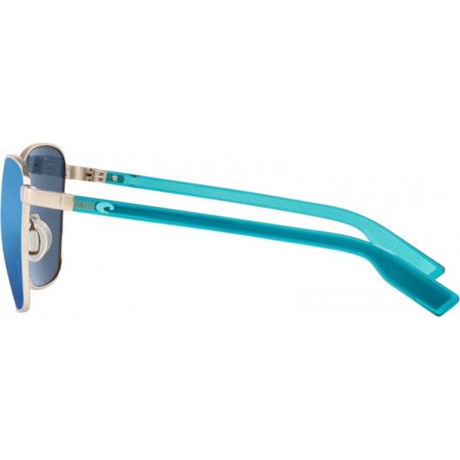 Costa Paloma Brushed Silver Frame Blue Lens Sunglasses