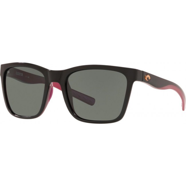 Costa Panga Shiny Black/Crystal/Fuchsia Frame Grey Lens Sunglasses