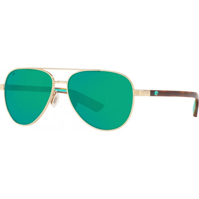 Costa Peli Brushed Gold Frame Green Lens Sunglasses