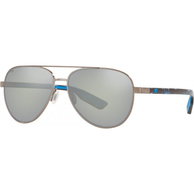 Costa Peli Brushed Gunmetal Frame Grey Silver Lens Sunglasses