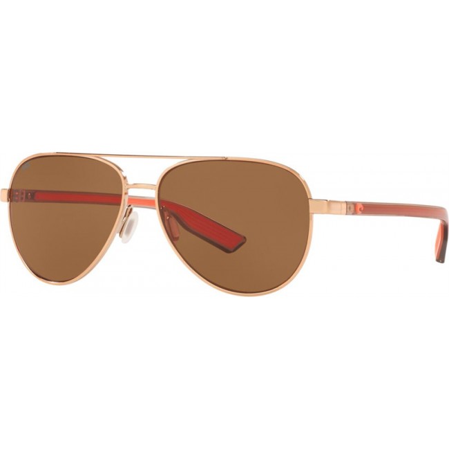 Costa Peli Shiny Rose Gold Frame Copper Lens Sunglasses
