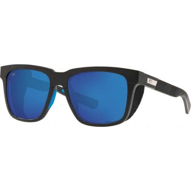 Costa Pescador With Side Shield Net Gray With Blue Rubber Frame Blue Lens Sunglasses