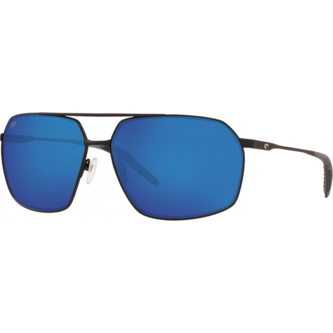 Costa Pilothouse Matte Black Frame Blue Lens Sunglasses