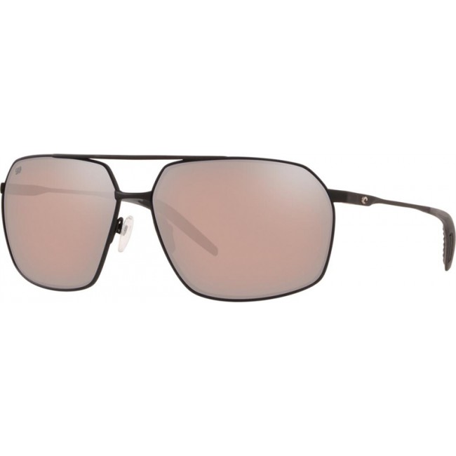 Costa Pilothouse Matte Black Frame Copper Silver Lens Sunglasses
