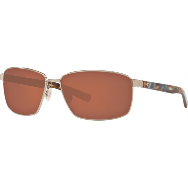 Costa Ponce Brushed Silver Frame Copper Lens Sunglasses