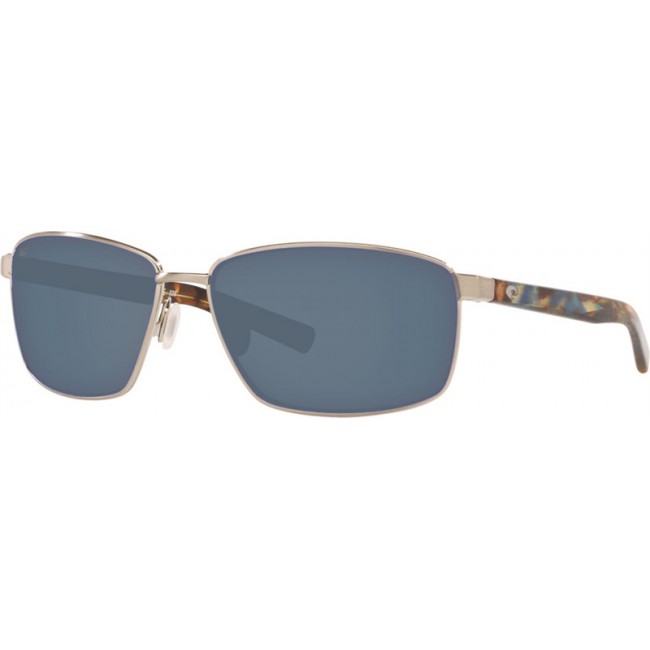 Costa Ponce Brushed Silver Frame Grey Lens Sunglasses