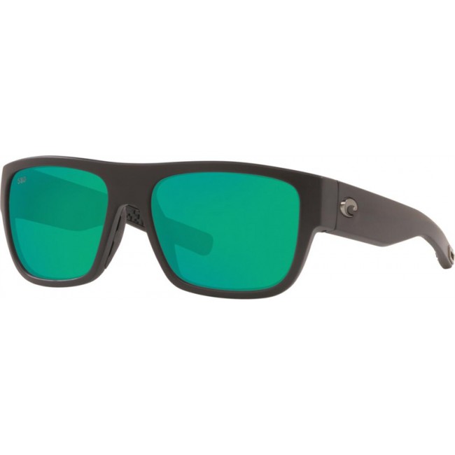 Costa Sampan Matte Black Frame Green Lens Sunglasses