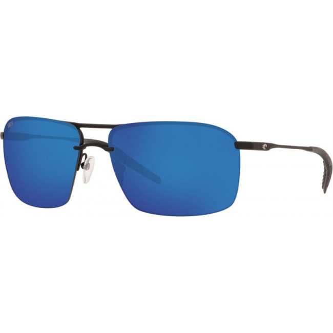 Costa Skimmer Matte Black Frame Blue Lens Sunglasses