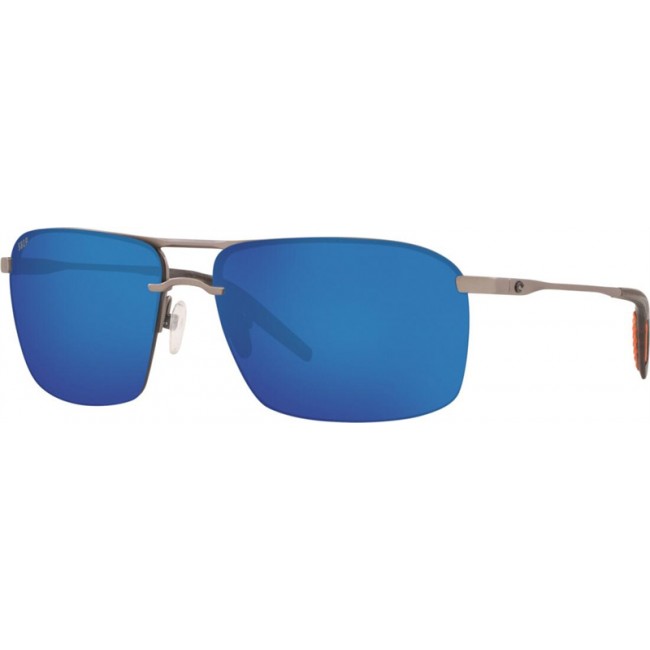 Costa Skimmer Matte Silver Frame Blue Lens Sunglasses