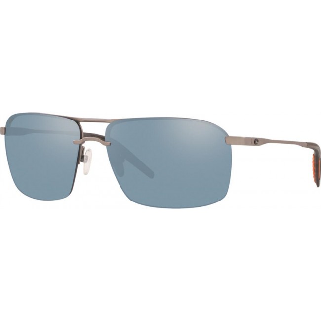 Costa Skimmer Matte Silver Frame Grey Silver Lens Sunglasses