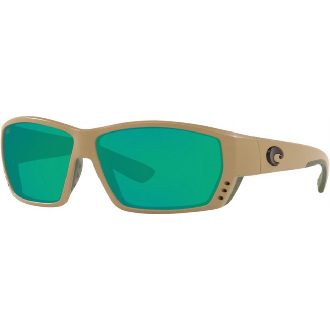 Costa Tuna Alley Matte Sand Frame Green Lens Sunglasses