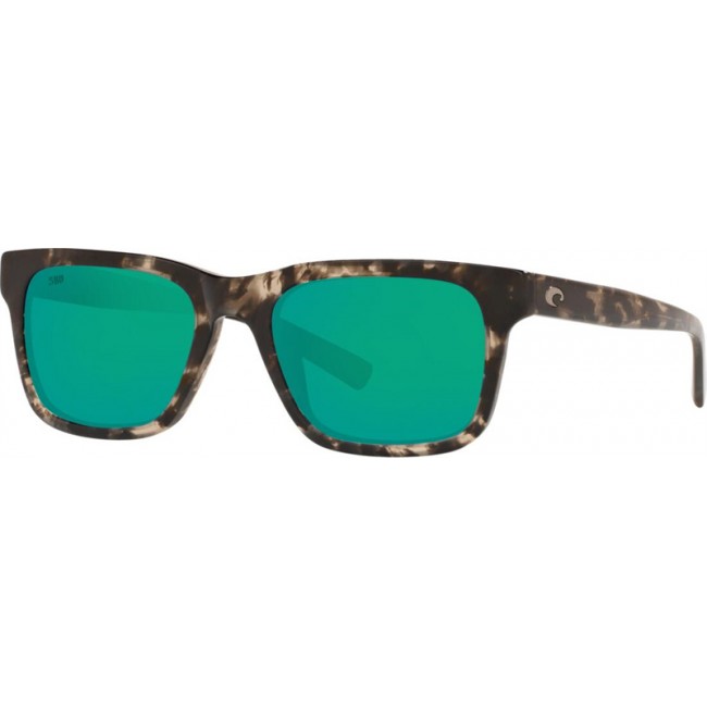 Costa Tybee Shiny Black Kelp Frame Green Lens Sunglasses