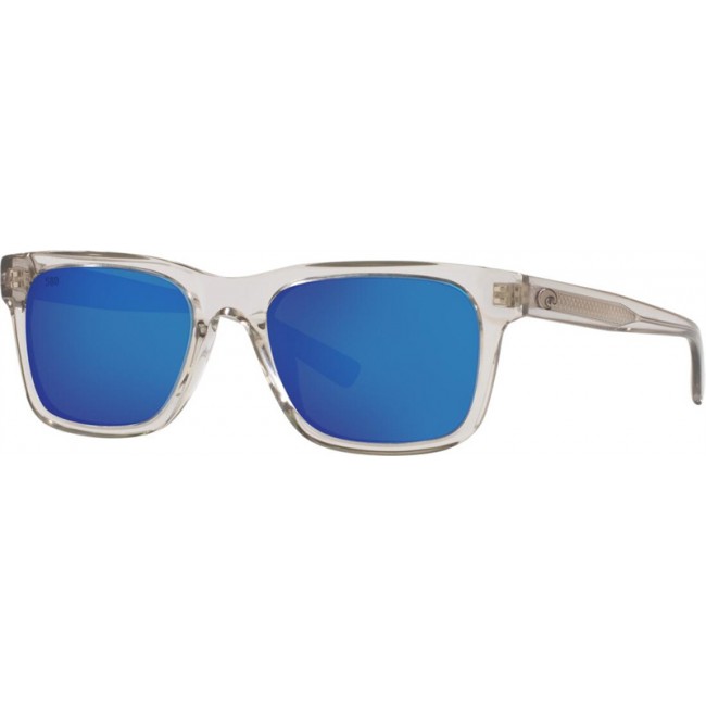 Costa Tybee Shiny Light Gray Crystal Frame Blue Lens Sunglasses