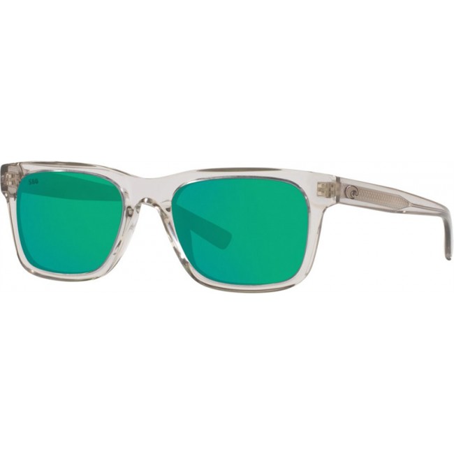 Costa Tybee Shiny Light Gray Crystal Frame Green Lens Sunglasses