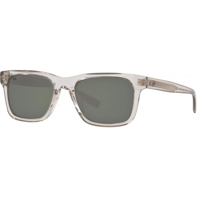 Costa Tybee Shiny Light Gray Crystal Frame Grey Lens Sunglasses