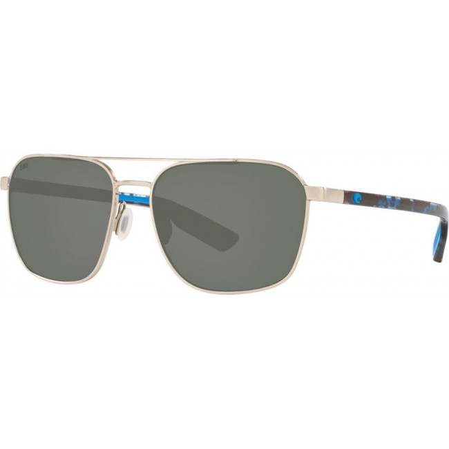 Costa Wader Brushed Silver Frame Grey Lens Sunglasses