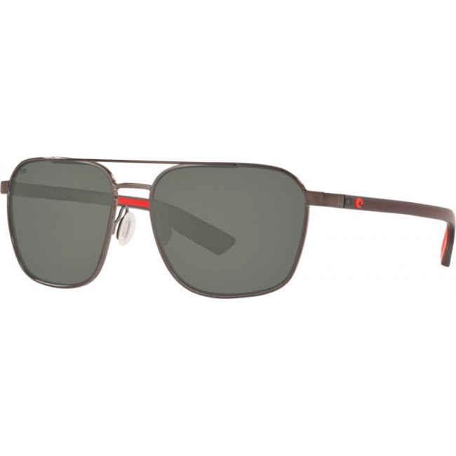 Costa Wader Shiny Dark Gunmetal Frame Grey Lens Sunglasses