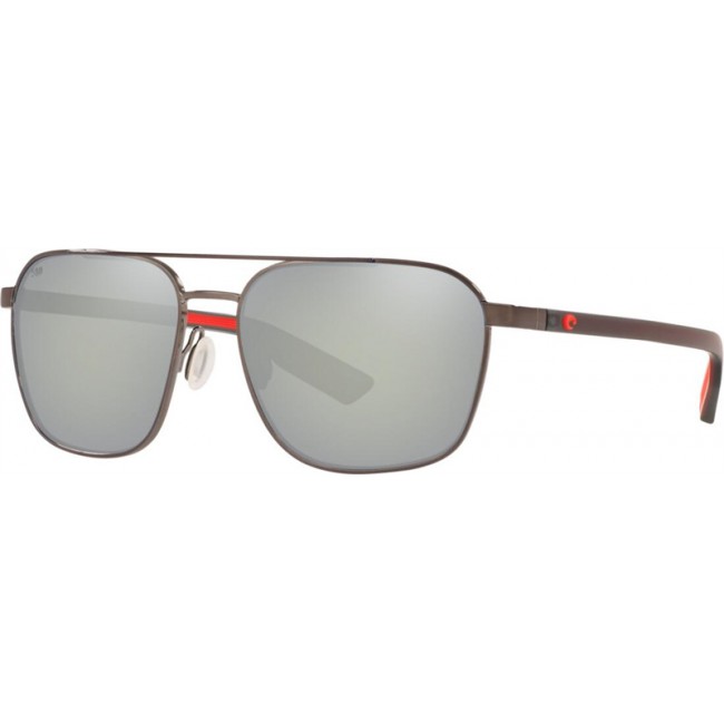 Costa Wader Shiny Dark Gunmetal Frame Grey Silver Lens Sunglasses