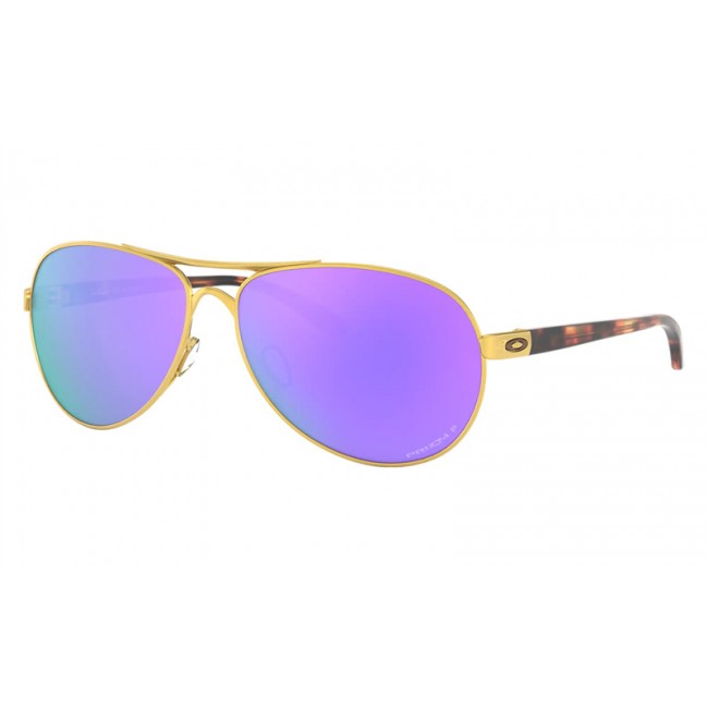Oakley Feedback Satin Gold Frame Prizm Violet Polarized Lens Sunglasses