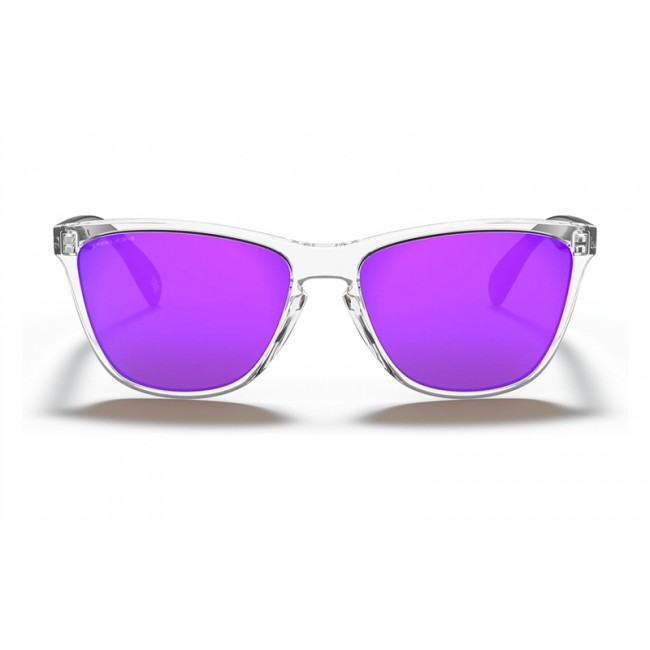 Oakley Frogskins 35th Anniversary Polished Clear Frame Prizm Violet Lens Sunglasses