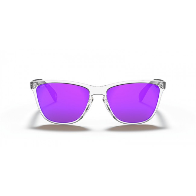Oakley Frogskins Frogskins 35th Anniversary Low Bridge Fit Polished Clear Frame Prizm Violet Lens Sunglasses