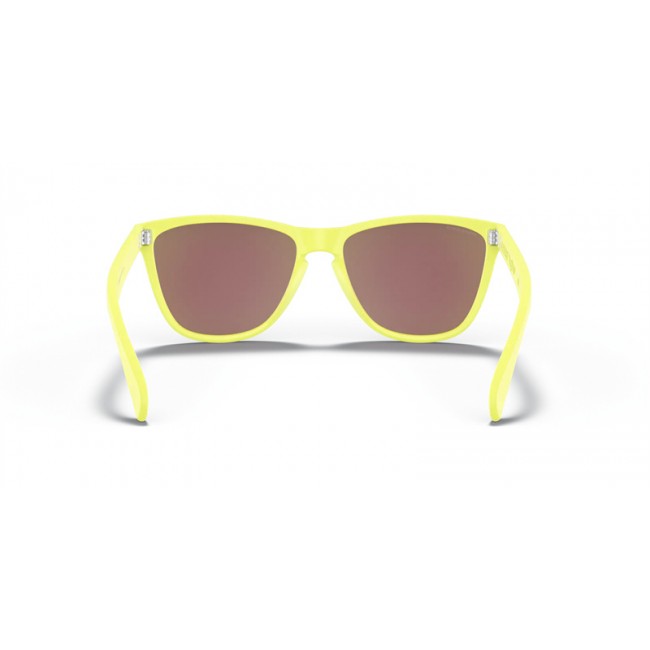 Oakley Frogskins Frogskins 35th Anniversary Low Bridge Fit Matte Neon Yellow Frame Prizm Sapphire Lens Sunglasses