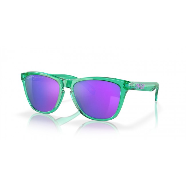 Oakley Frogskins Low Bridge Fit Shift Collection Transparent Celeste Frame Prizm Violet Lens Sunglasses