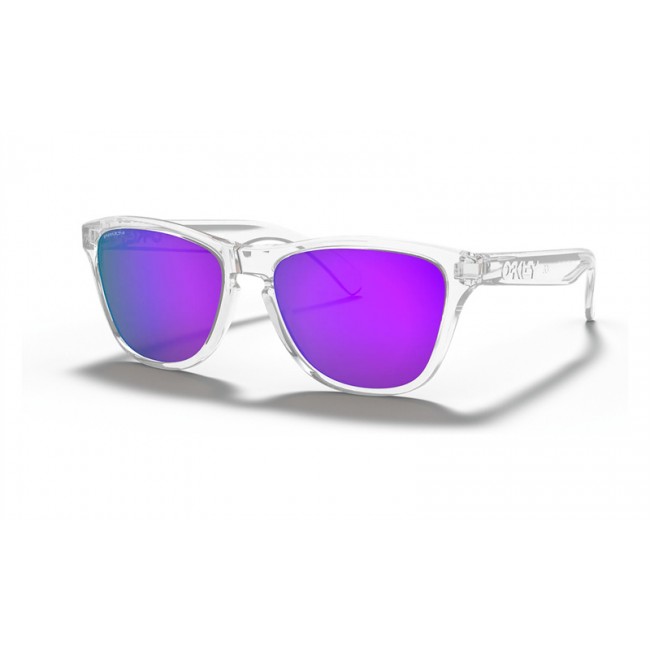 Oakley Frogskins Xs Youth Fit Polished Clear Frame Prizm Violet Lens Sunglasses